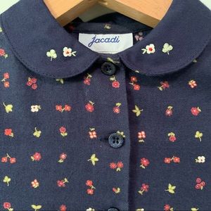 Jacadi Paris blue button down flower dress sz 4